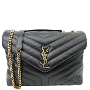 Yves Saint Laurent  Loulou Medium Quilted Calfskin Leather Shoulder Bag Black